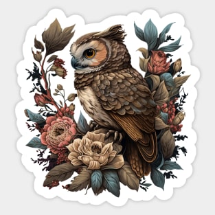 Cute Floral Owl Sticker